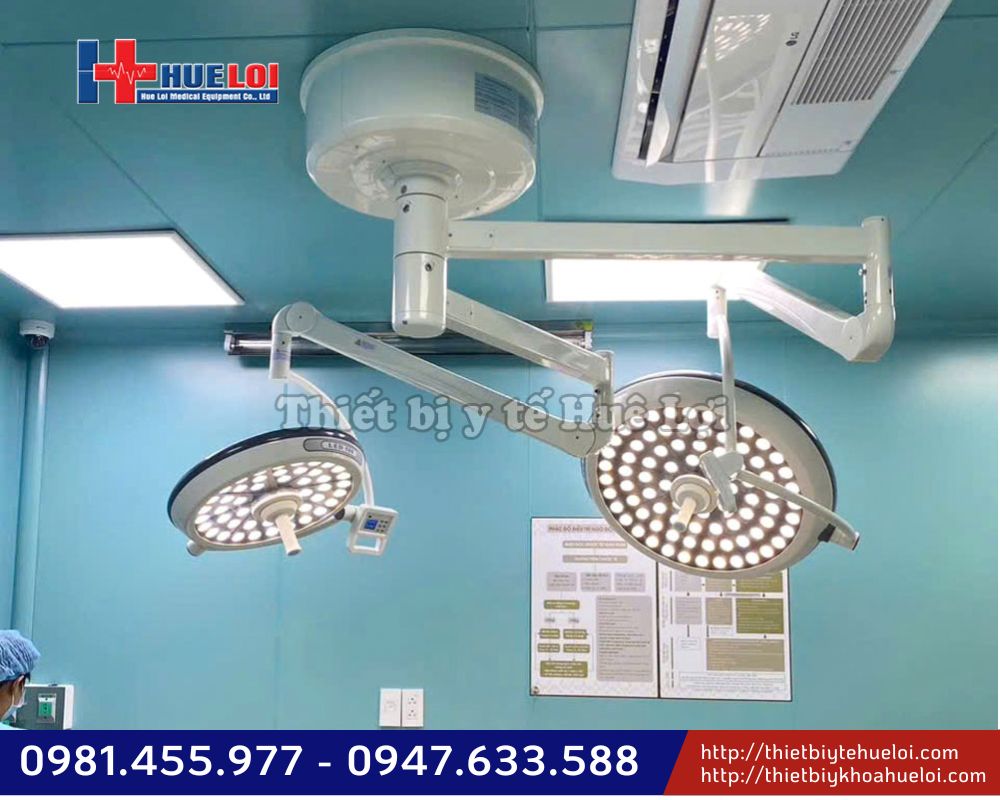 đèn phẫu thuật treo trần hai nhánh 