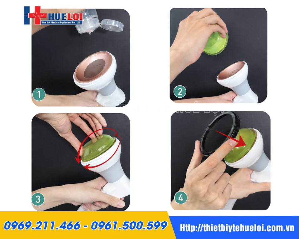 Hướng dẫn 4 bước thay đầu gel tr&ecirc;n m&aacute;y xung k&iacute;ch hội tụ PIEZONIA