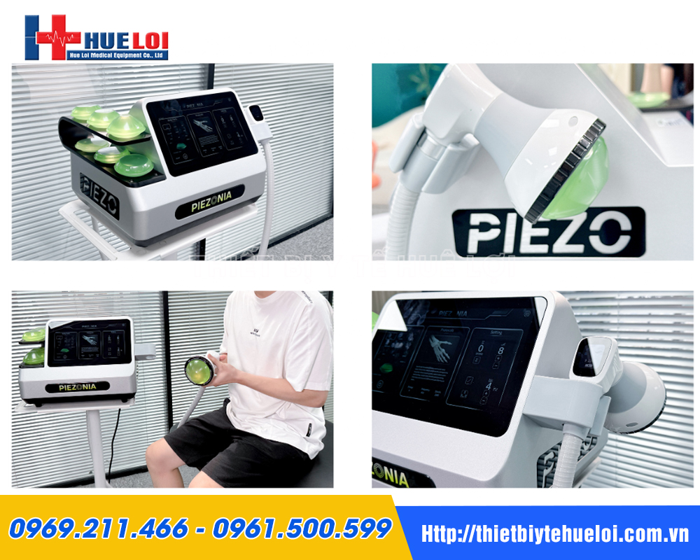 M&aacute;y xung k&iacute;ch hội tụ PIEZONIA lắp đặt tr&ecirc;n gi&aacute; đỡ di động tại ph&ograve;ng kh&aacute;m