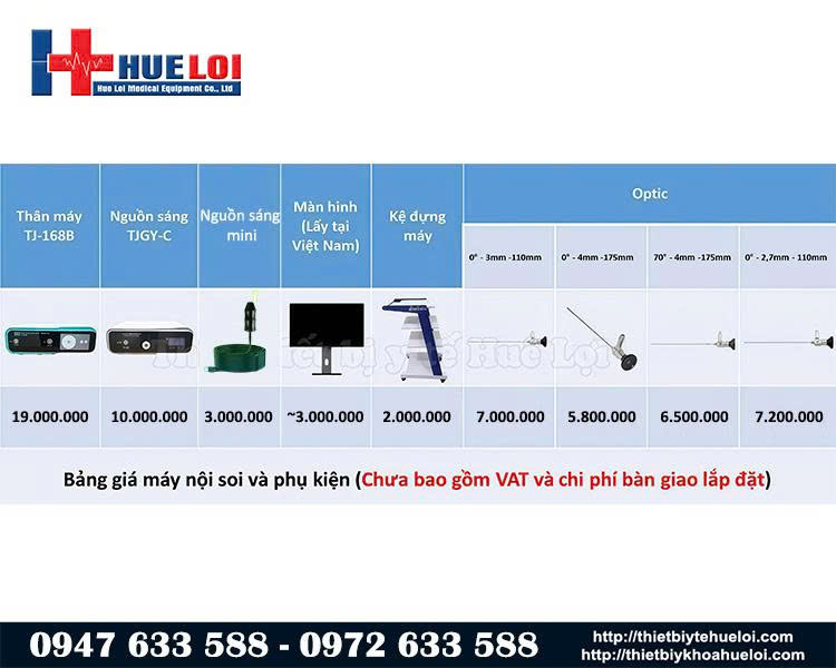 bảng gi&aacute; m&aacute;y nội soi tai mũi họng full hd TJ-168B