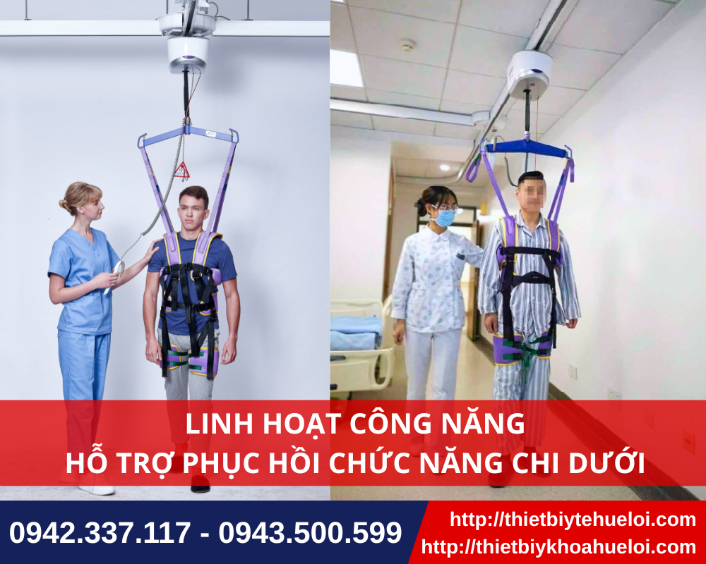 Thiết bị tập đi tự động treo trần linh hoạt cho bệnh nhân