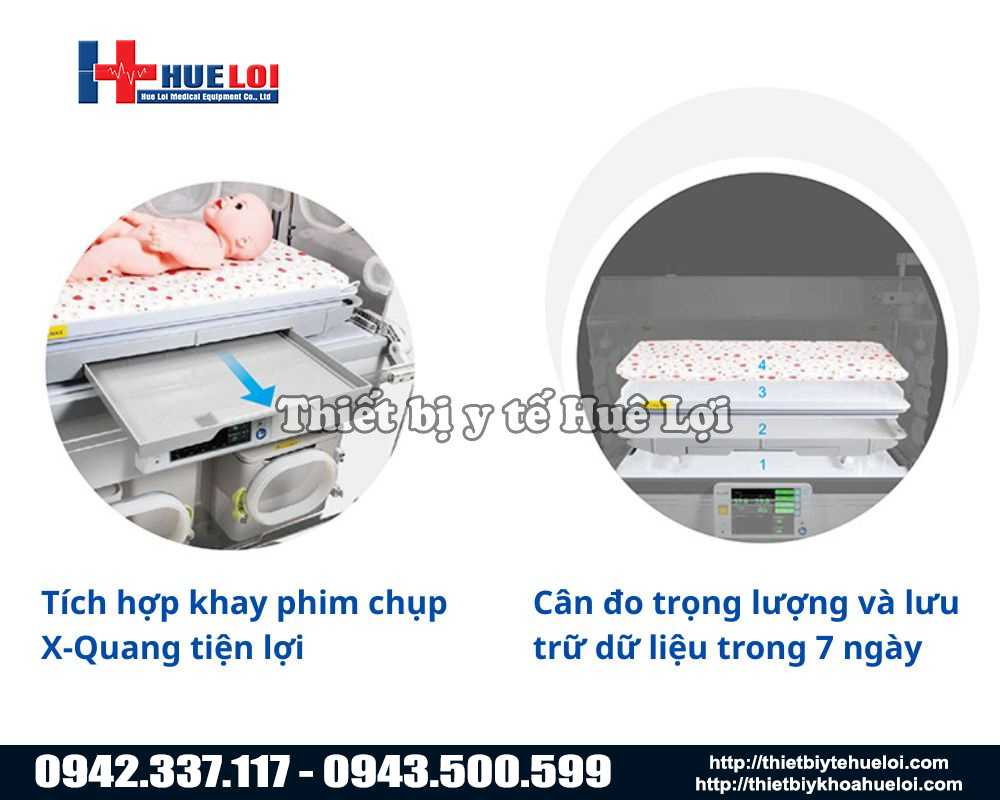 Lồng ấp sơ sinh có khay chụp X-quang ECOLA 3000