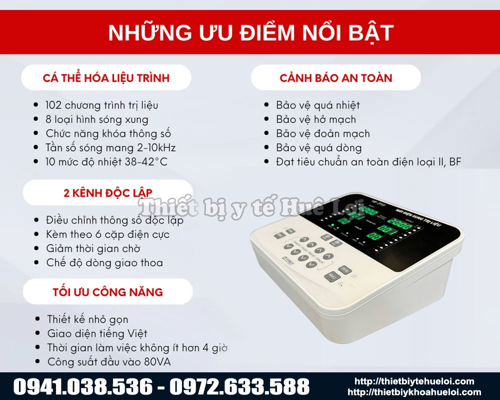 Ưu điểm của d&ograve;ng m&aacute;y điện xung trung tầm giao thoa 2 k&ecirc;nh 