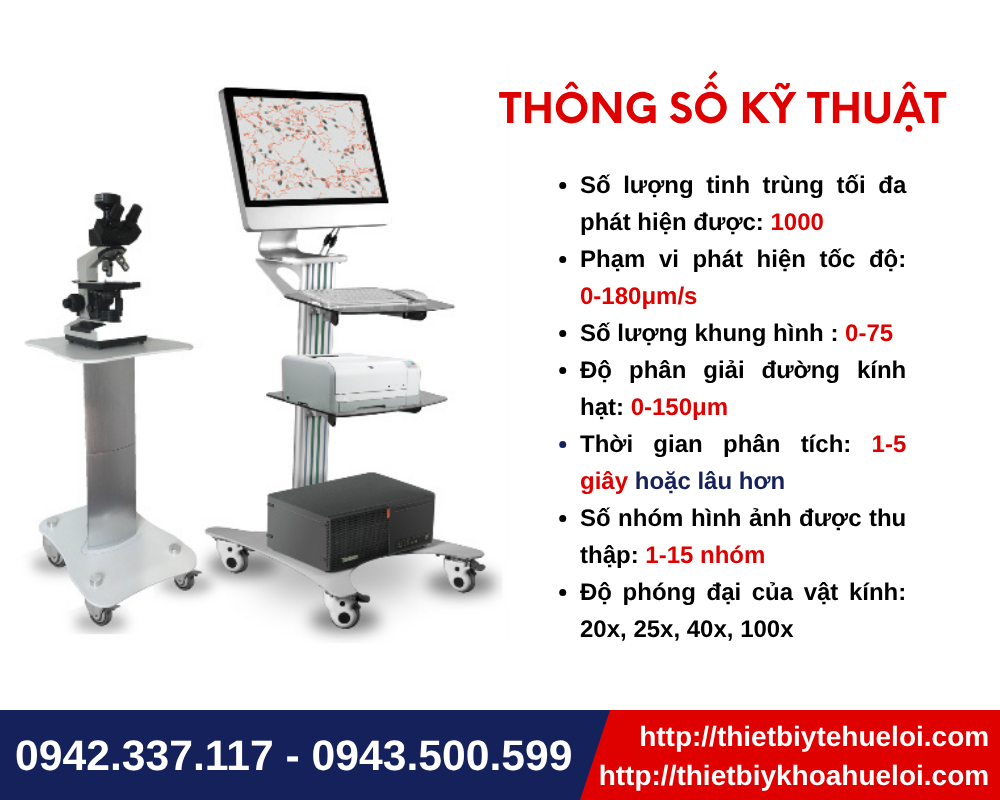 th&ocirc;ng số kỹ thuật của m&aacute;y đo tinh dịch