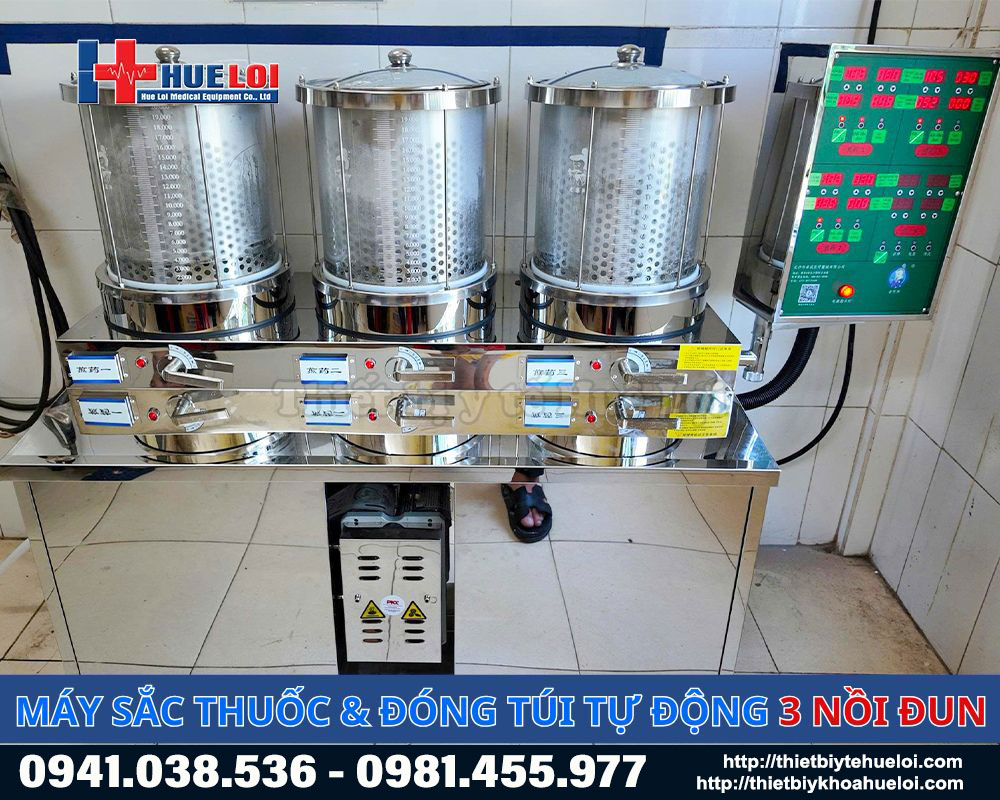 Máy sắc thuốc đóng gói tự động 3 nồi đun