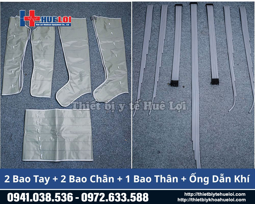 Tất cả phụ kiện của m&aacute;y n&eacute;n &eacute;p kh&iacute; dẫn lưu kh&iacute; huyết