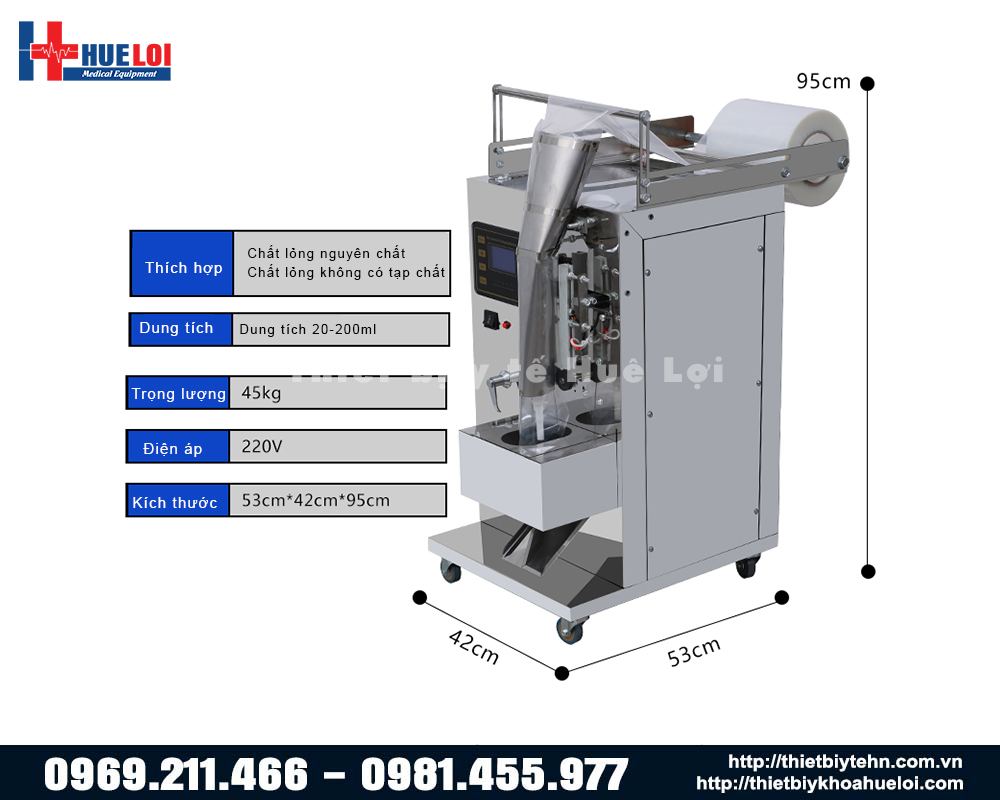 Thông số máy đóng gói nước sốt mini